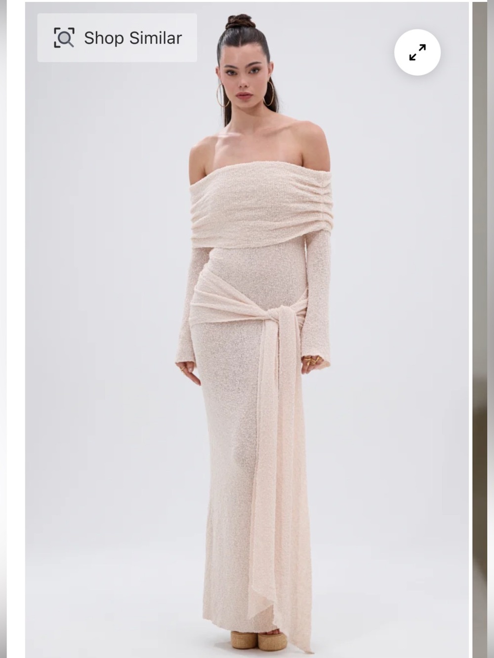 AKIRA in your dreams Off-Shoulder Maxi dress with Draped Tie Detail